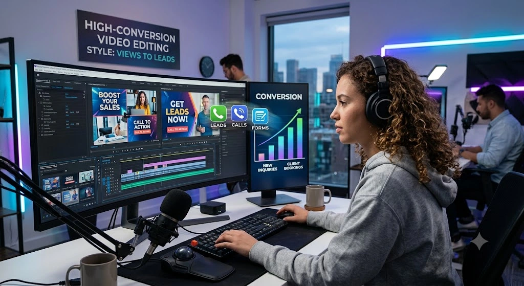 Commercial video editing style illustration