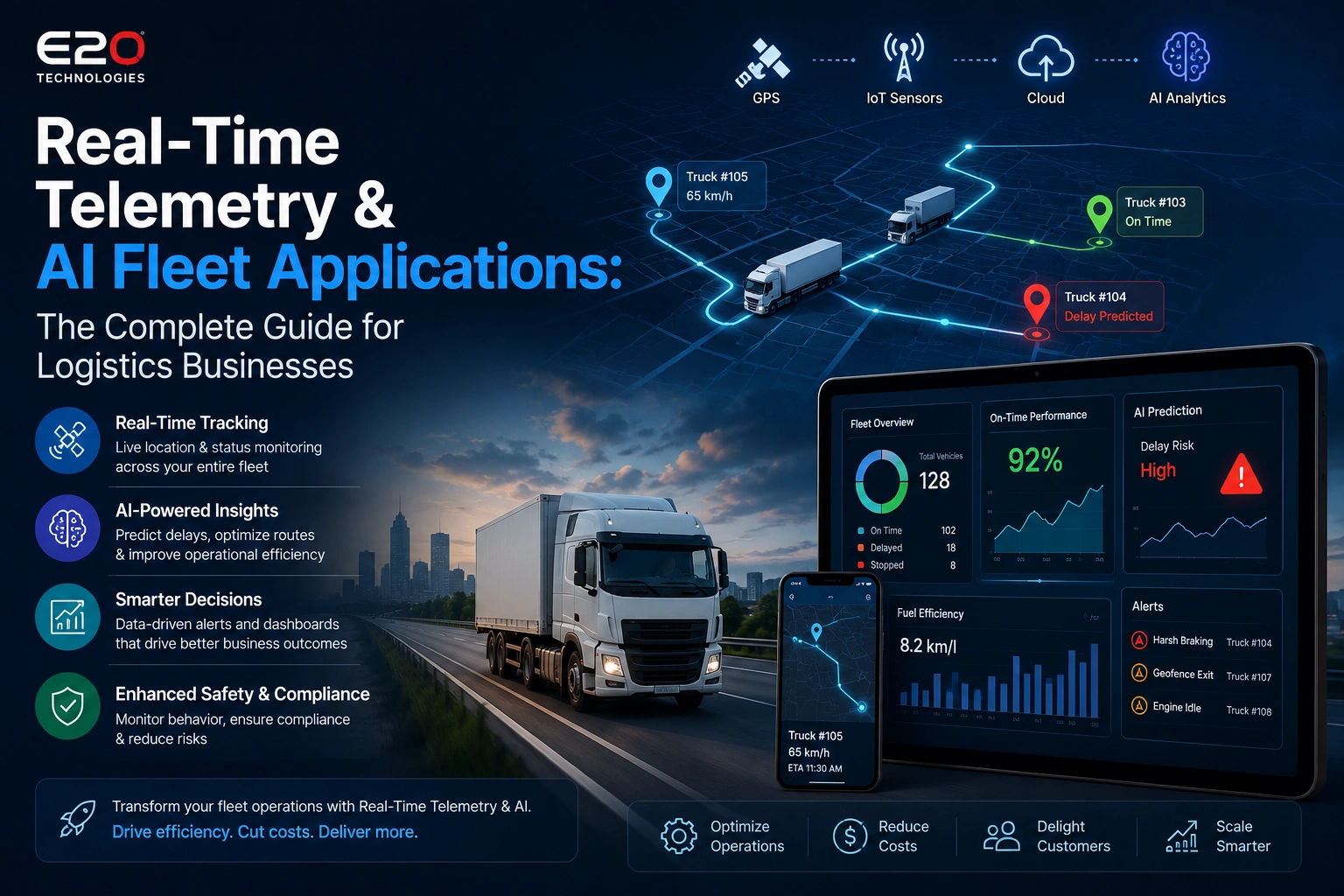 Real-time telemetry dashboard showing AI fleet applications for logistics