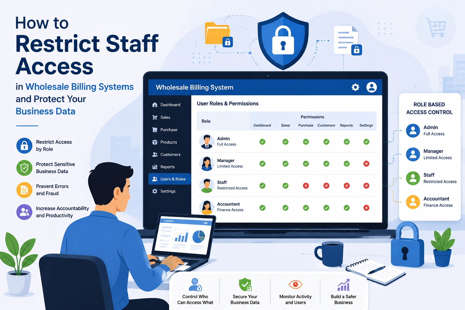 Restrict staff access in wholesale billing systems